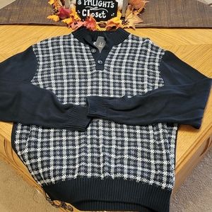 Chaps Large Sweater New Sagamore Crowley Pattern Black Gray